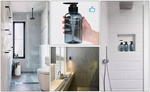 3pcs Refillable Shampoo and Conditioner Bottles, 16.9oz/500ml Shampoo Conditioner Body Wash Dispenser for Hotel Bathroom, 3pcs Plastic Shampoo Bottles with Pump (Amber)