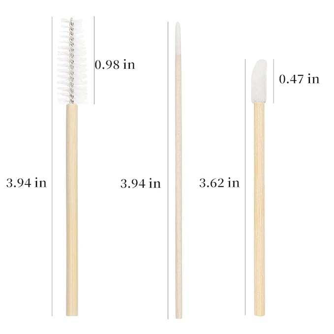 300 PCS/Sets Eyelash Extension Supplies 200pcs Disposable Pointed Micro Swab 50pcs Eyebrow Spoolie Brush 50pcs Lip Wand Brush Mascara Wand Applicator Eyelashes Tool (Bamboo kits)