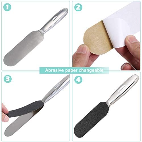 Stainless Steel Pedi File Refill, 80 Grit, Black - Pedicure Refill Pads - Foot Rasp Pad with Removable Glue,Size 5.2" L x 1.7" W,
