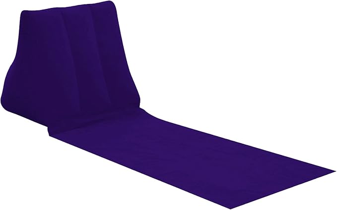 2X Inflatable Outdoor Sun Bath Beach Mat Pillows Flocking Beach Chairs with Backrest Inflatable Lounger for Portable Travel Camping