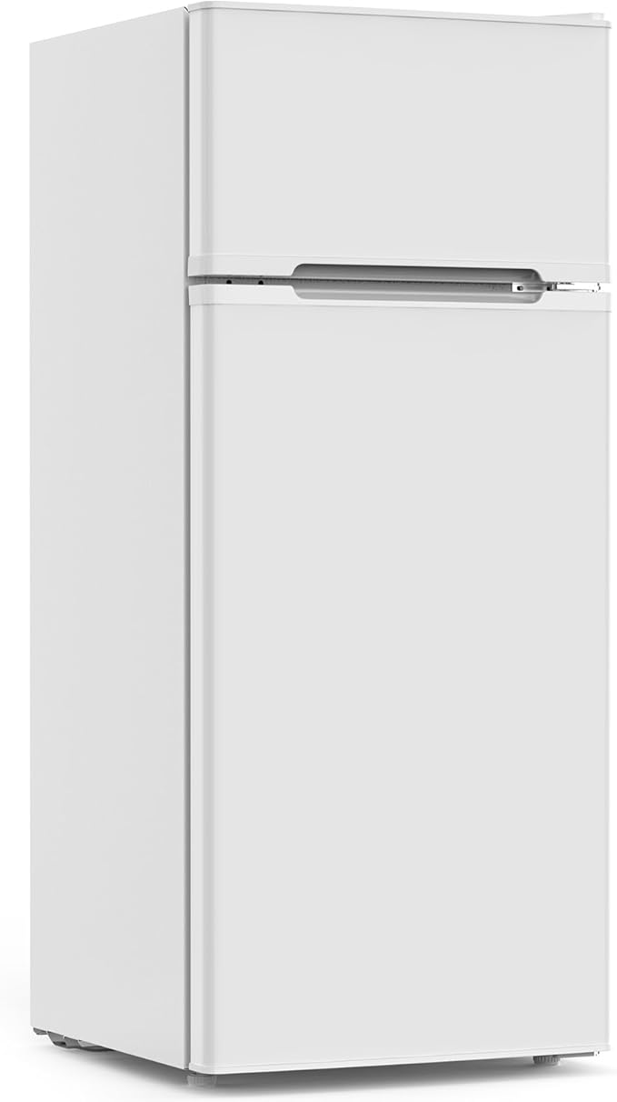 COWSAR 4.5 Cu.Ft Dorm Fridge With Freezer, 2-Door Compact Refrigerator With 2 Removable Shelves, 3 Level Adjustable Thermostat, Commercial Office Fridge for Bedroom, Kitchen, Apartment, Dorm, White