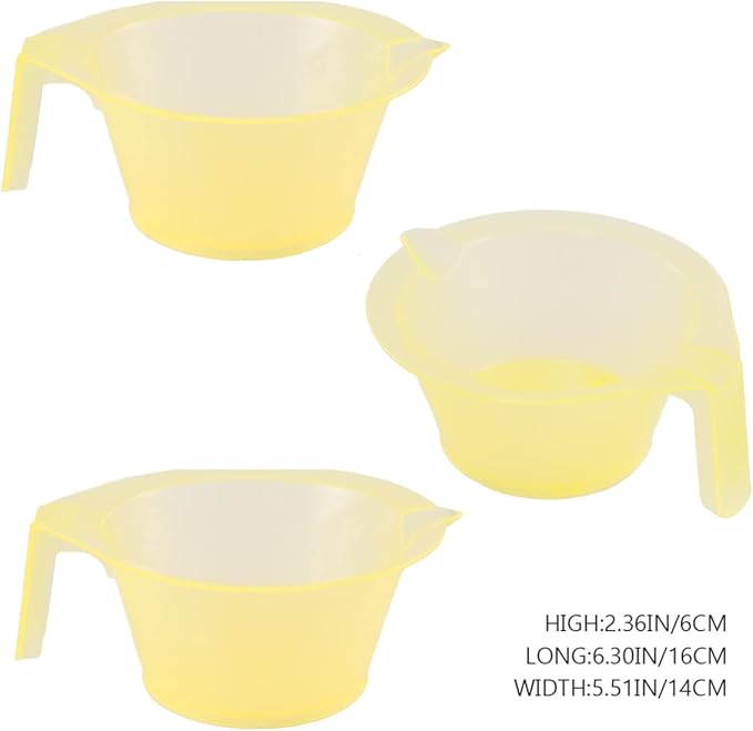 Hair Color Mixing Bowl with Handle 3-Piece Plastic Hair Dye Bowls for Salon and Home Diy Coloring Easy to Clean Tint Cups