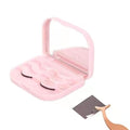 3 Tier Eyelash Storage Case Lash Dime Organizer Holder Box with Mirror Makeup Cosmetic Travel Case Empty False Lash Container (Pink)