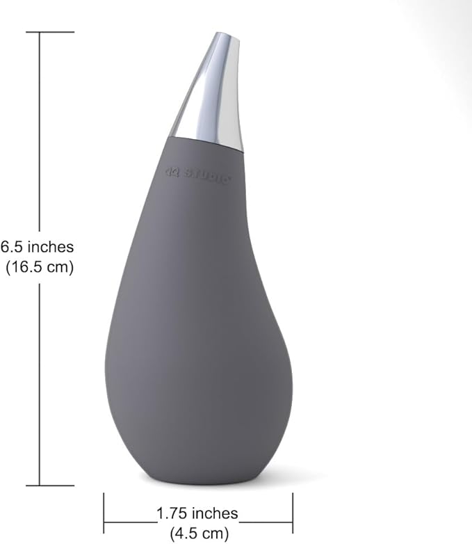 Kitchen Bathroom Counter top Squeezable Soap Dispensers Tear Drop Shape Bottle (Gray, ~7oz)