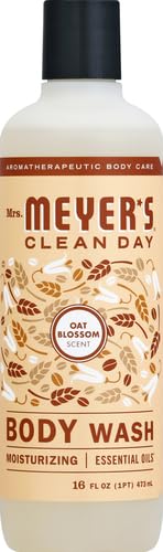 MRS. MEYER'S CLEAN DAY Moisturizing Body Wash for Women and Men, Shower Gel Formula Made with Essential Oils, Oat Blossom Scent, 16 oz