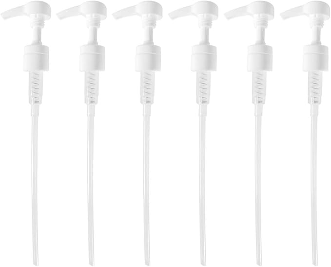 6-Pack Liter 33.8 oz Universal Shampoo Conditioner Pump Dispenser | Fits Most Liter Professional Brand Shampoo and Conditioner Containers with a 1-inch Opening | White | 4cc per Pump | by Geti Beauty