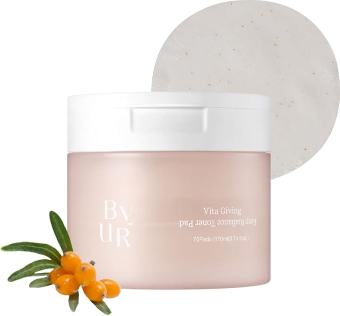 ByUR Vita Giving Keep Radiance Toner Pads - Dark Spots & Hyperpigmentation, Brightening & Hydrating, Hyaluronic Acid, Niacinamide, Vitamin C, Organic Cotton Facial Pore Care Korean Skincare (70 Count)