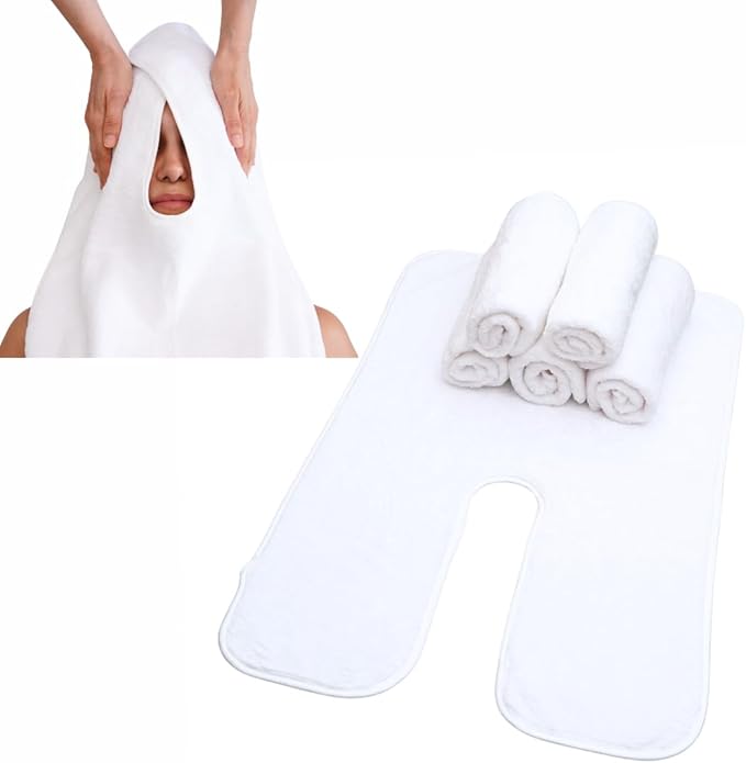 Set of 6 U-Shaped Esthetician Towels – Soft Microfiber Facial & Massage Towels, Spa & Salon Essentials for Facials, Skincare, and Massage Treatments