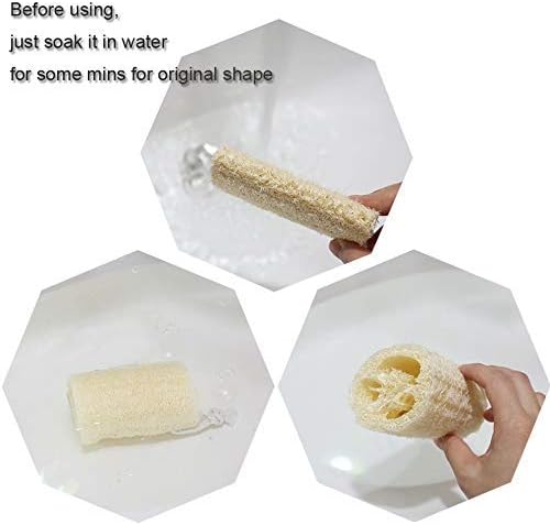 Loofah Body Scrubber Sponge 6-Pack - Natural Exfoliating Sponges for Bath & Shower, Biodegradable Luffa for Smooth & Glowing Skin, Spa Gift Set, Dye-Free, Vegan