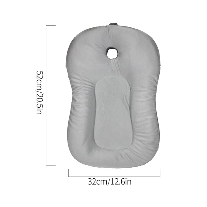 Baby Bath Mat, KAKIBLIN Baby Bath Cushion Soft Anti-Slip Bath Pad Toddler Bath Pillow, Grey