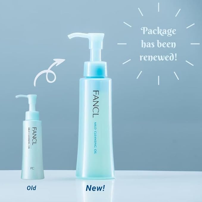 FANCL Mild Cleansing Oil, Japanese Facial Cleansing Oil, Makeup Remover, Oil Cleanser, 100% Preservative Free, Clean Skincare for Sensitive Skin (2, Blue)