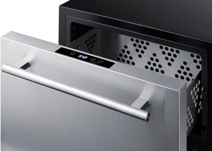 Summit 18” Drawer Cooler, Drawer Wine Cellar, Beverage Center, 0.8 cu.ft. Capacity, Stainless Steel, Panel Ready Capable*- COOL1D (*Panels not included)