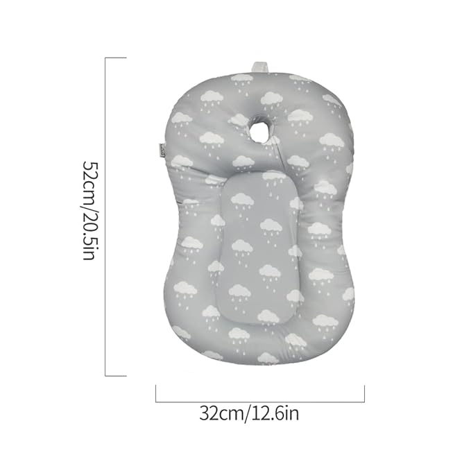 KAKIBLIN Baby Bath Mat, Baby Bath Cushion Soft Anti-Slip Pad 0-6 Month Toddler Pillow (Cloud)
