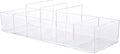 Acrylic Makeup Organizer Cosmetic Storage Makeup Display Case Lipstick Holder Dispenser Adjustable Canister Bathroom Container (10 x 3.4 x 1.9 inches, 6 Partitions, Transparent)