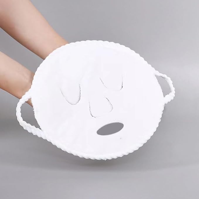 BLACKCROWN 4 Holes Towel Mask Reusable Face Towel Mask Cold Hot Compress Facial Steamer Moisturizing Beauty Skin Care Spa Towels for Facial Steamer Mask for Women Girls (2 Pack)