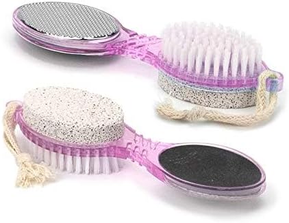 DecorRack (4 in 1) Pedicure Paddle Kit Tool with Pumice Stone for Feet, Foot Hand Toe Nail Cleaning Brush, Metal File and Emery Board, Manicure Foot Rasp Callus Remover Pedi Set (Pink, 1 Pack)