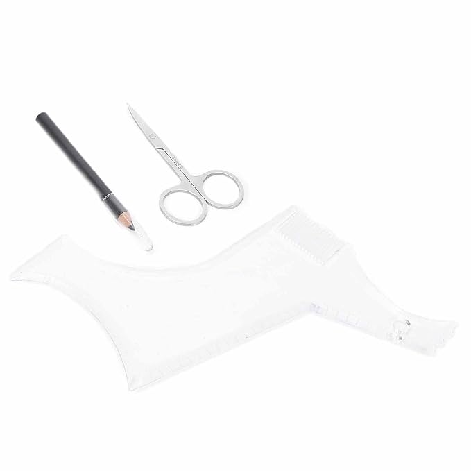3pcs Men's Beard Shaping Tool Set - Professional Scissors Comb Pen for Precise Styling Transparent Design Home Grooming Kit