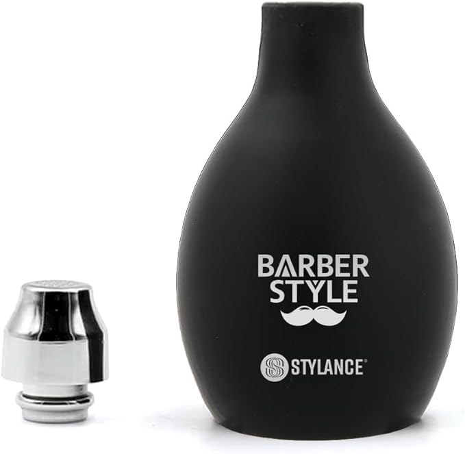 2 Pieces Barber Powder Spray Bottle, Powder Puff Bottle, Barber Powder Pump Dispenser, 3.38oz/100ml Refillable Hair Fiber Applicator Use for Dry Shampoo - Black
