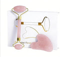 Jade Roller Gua Sha Tools – Nature Gua Sha Facial Tool Skin Tightening Face Massager Anti-Aging Jade Face Roller Puffiness Reducing Guasha Stone for Women Men (Light Pink)