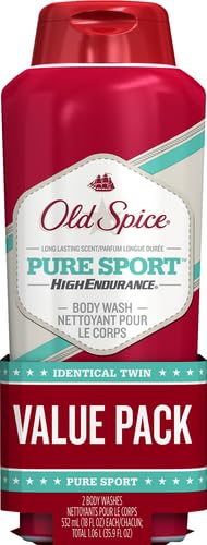 Body Wash for Men by Old Spice, High Endurance Body Wash Twin Pack, Pure Sport, 18.0 fl oz each