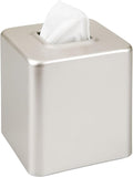mDesign Steel Square Tissue Box Cover, Modern Facial Tissue Holder for Bathroom Vanity Countertops, Bedroom Dressers, Night Stands, Desks, Office and Tables - Unity Collection - Satin