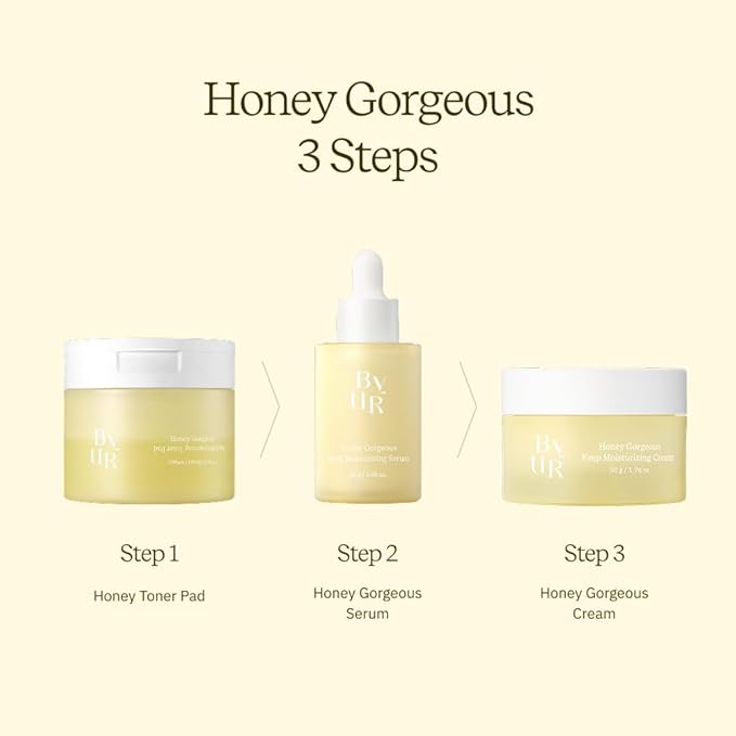 ByUR Honey Gorgeous Keep Moisturizing Toner Pads - Deeply Hydrating, Firming & Elasticity Care for Dry Skin, Honey & Ceramides, 100% Organic Cotton Facial Daily Pore Care Korean Skincare (70 Count)