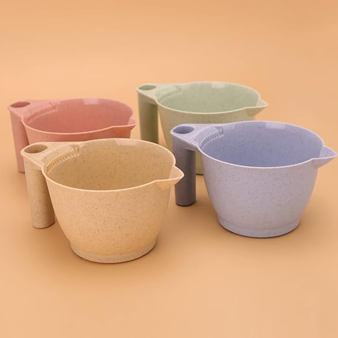 Minkissy Wheat Straw Hair Color Mixing Bowl - 2 Pack Stackable Portable Tint Bowl for Salon & Home Use - Pink