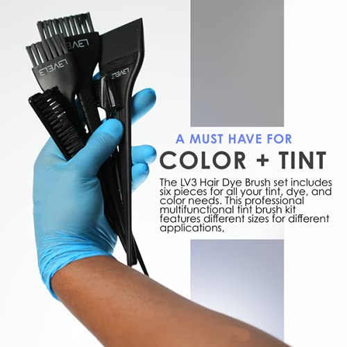 L3 - Tint Brush Set - Professional and Elegant Design - Use for Dye, Tint, and Color Needs - Comfortable and Polished Handle - Level Three Hair Color Brush - 6pc
