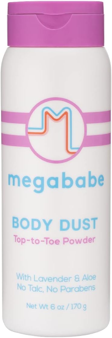 Megababe Sweat Absorbing Body Powder - Body Dust | Hot Weather Essential | with Lavender & Aloe | Talc-Free, All Natural | 6 oz (Pack of 1)