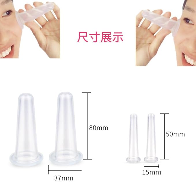 BWESOO 4Pcs Massage Cupping Set Silicone Mini Facial Cups Face Massager Helper Skin Care Neck Back Eyes Massaging Cup Safe to Use, Don't Worry About Burns Health Care Products (Blue)