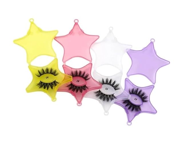 4Pcs Empty Plastic Lash Boxes Star Shape Eyelash Storage Box Travel Case 3D False Eyelashes Packaging Gift Boxes Holder Organizer for Women Girl Eyelash Storage and Packaging False Eyelashes, 4 Colors