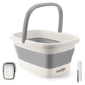 Beinilai Collapsible Foot Bath Basin for Soaking Feet,Foot Soak Tub,Plastic Foot Bucket with Handles and Massage Acupoint,Foldable Laundry Basket-Gery