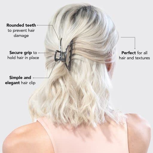 Kitsch Metal Hair Clips for Women - Durable & Elegant Metal Claw Clips, Perfect for Everyday Use & Special Occasions - Hematite | Ideal Gifts for Women, 1 Piece