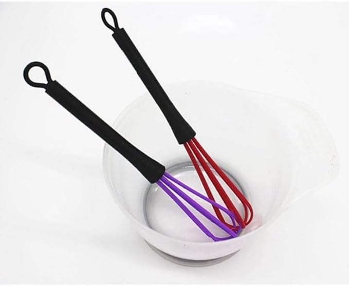5Pcs Mini Hair Dye Mixing Whisks, Plastic Balloon Whisk for Salon Color Cream Blending, 7 x 1.2 Inch