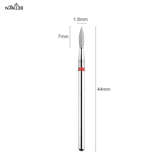 NMKL38 Flame Shape Diamond Cuticle Nail Drill Bit Pro Manicure for Nail Prep 3/32 Shank efile Bit (240-021R)