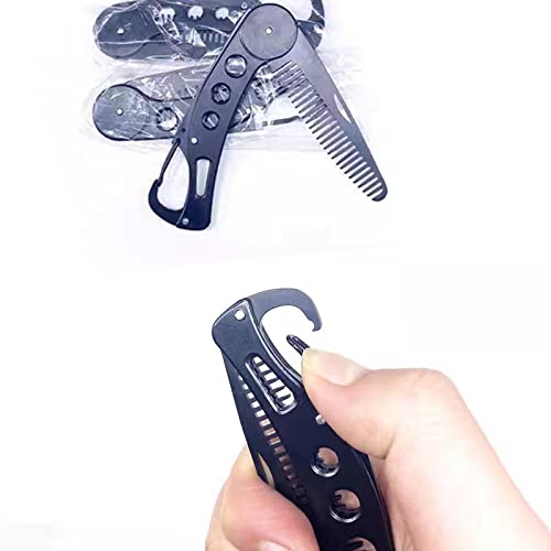 Stainless Steel Folding Beard and Mustache Comb for Men's Grooming - Anti-Static Hair Styling Pocket Beard Comb