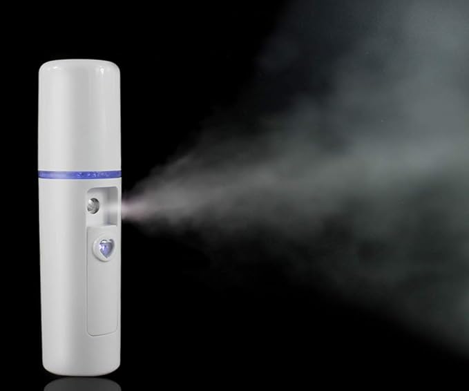 Nano Facial Mister Moisturizing Atomization Humidifier Cool Mist Facial Steamer Handy Mist Sprayer Moisturizing & Hydrating for Skin Care, Makeup, Eyelash Extensions (White)
