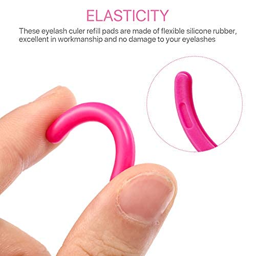 Mudder 80 Pieces Eyelash Curler Refills Eyelash Curler Pads Silicone Rubber Replacement Refills Pads for Universal Eye Lash(Rose Red, Purple, Pink and Dark Rose Red)