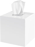 Acrylic Tissue Box Cover, White Square Tissue Box Holder, Facial Napkin Dispenser for Bathroom Kitchen Bedroom Office Hotel Use