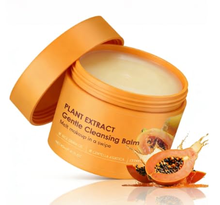 2-in-1 Cleansing Balm Makeup Remover with Papaya Extract & Rice Germ Oil, Gentle Exfoliator, Face Cleanser for Women & Makeup Remover Balm for All Skin Types 1.41 FI.0Z