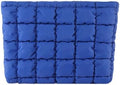 Puffy Quilted Makeup Bag for Women, Cosmetic Bag, Travel Toiletry Organizer Pouch Clutch (blue)