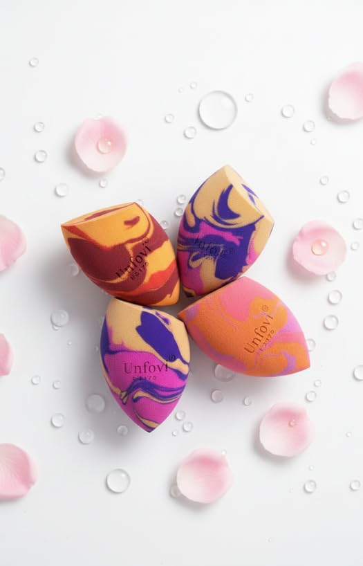 Random 3Pcs Makeup Sponges from 4 Colors, Tricolor Fusion Beauty Shape Makeup Sponge for Foundation, Concealer, Powder Cream and Liquid Application (Blind Box)
