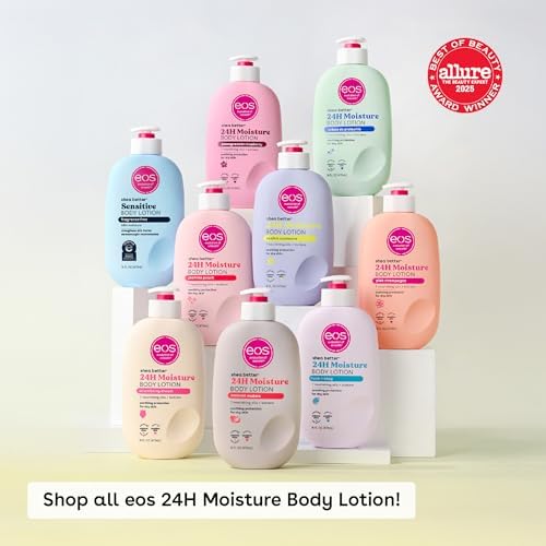 eos Shea Better Body Lotion Jasmine Peach, 24-Hour Moisture Skin Care, Lightweight & Non-Greasy, Natural Shea, Vegan, 16 fl oz
