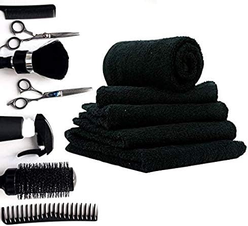 SIMPLI-MAGIC 79178 Cotton Hand Towels, 16"x27", Black, Not Bleach Proof, 12 Count