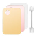 Healifty Makeup Mixing Palette Set 3pcs with Spatulas, Cosmetic Blending Plates for Foundation and Nail Art, Portable Acrylic and Metal Mixing Trays for Professional and Personal Use
