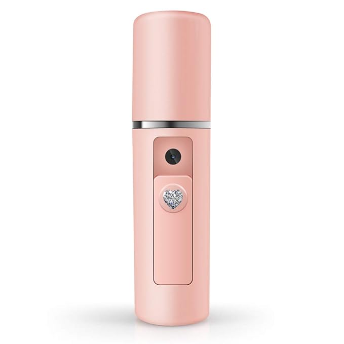 Nano Facial Mister Moisturizing Atomization Humidifier Cool Mist Facial Steamer Handy Mist Sprayer Moisturizing & Hydrating for Skin Care, Makeup, Eyelash Extensions (Pink)