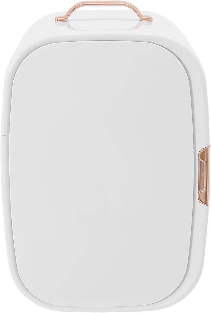 12L Portable Beauty Fridge with Handle, Compact Fridge for Makeup Lipstick, Cooler & Warmer Cosmetics Refrigerator with Adjustable Shelves for Makeup, Perfumes, Lipsticks (White)