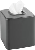mDesign Metal Square Tissue Box Cover, Modern Facial Paper Holder - Accessories for Bathroom Vanity Countertop, Bedroom Dresser, Night Stand, Desk, Office, End Table - Unity Collection - Graphite Gray