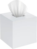 SILUT Tissue Box Cover Square, Acrylic Tissue Holder, Decorative Tissue Box Dispenser for Bathroom Bedroom Office Vanity, Tissues Organizer, Matte White