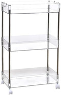 Chris.W Slim Storage Cart 3 Tier with Wheels, Clear Bathroom Cart Organizer, Mobile Shelving Unit Rolling Utility Cart, Slide Out Organizer for Kitchen, Bathroom, Laundry, Narrow Places, Office - 8" W